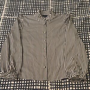 Who What Wear Striped Button-Up Blouse Size XXL
